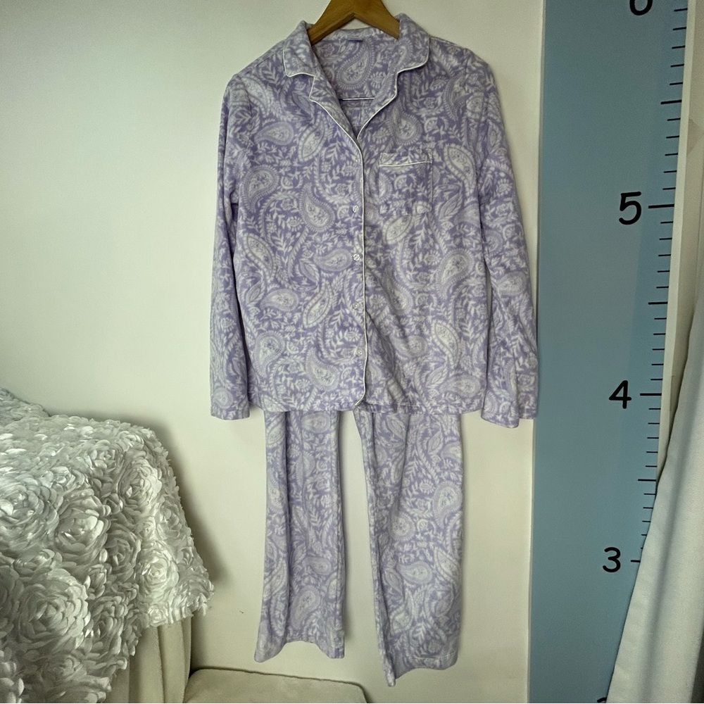 Adonna Sleepwear Purple Paisley 2PC Pajama Set Medium